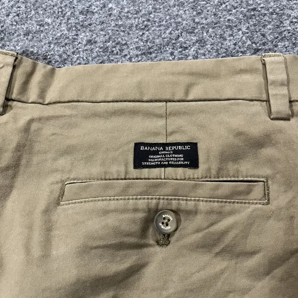 Banana Republic Pants Mens 34x30 Beige Aiden Chino Cotton Zip Slim Flat Front
